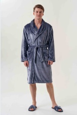Мужской халат велсофт, серый