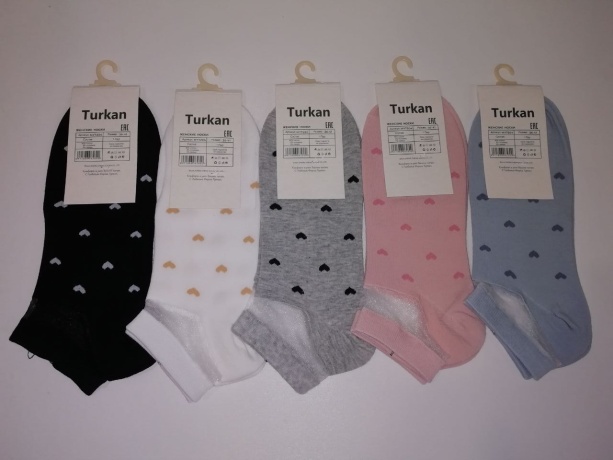 Носки женские с сердечками и капроновой вставкой