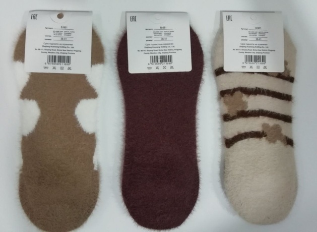 Женские носки B661, пушистые с мишкой
