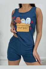 Женская пижама майка с шортами, медведи