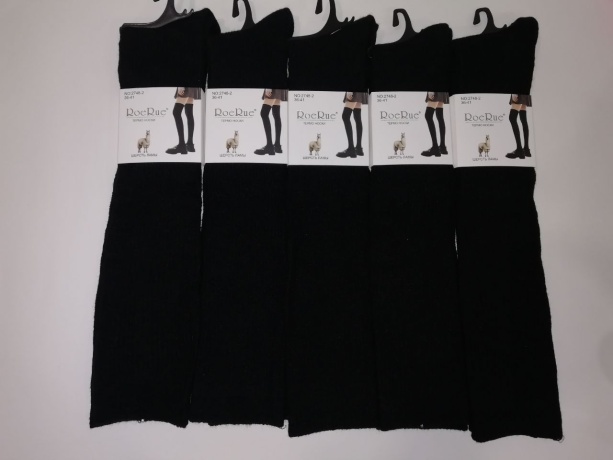 Женские гольфы термо из шерсти ламы, черные