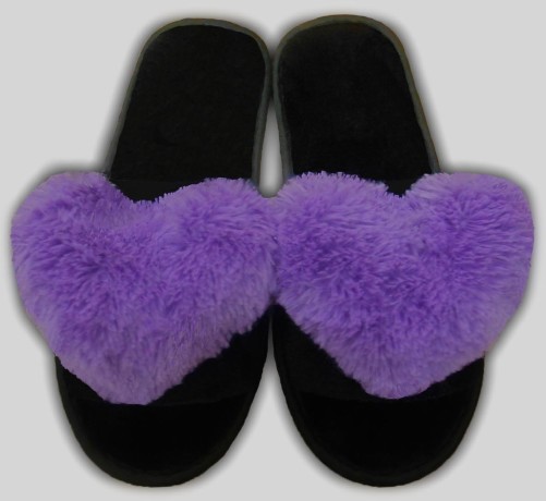 Женские тапочки велсофт "сердечко из искусственного меха"