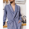 Хлопковый трикотажный халат мужской серо-голубой