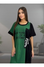 Туника женская черно-зеленая с надписью