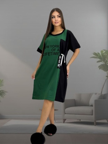 Туника женская черно-зеленая с надписью