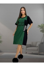 Туника женская черно-зеленая с надписью