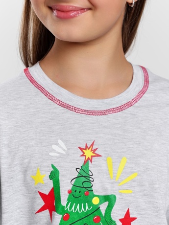 Новогодняя пижама для девочки Праздник-1 кармеланж