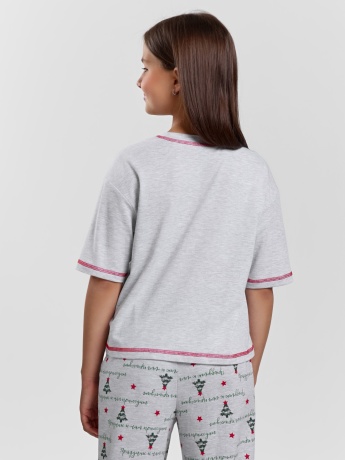 Новогодняя пижама для девочки Праздник-1 кармеланж