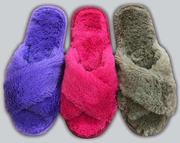 Женские тапочки искусственный мех "Крестик"