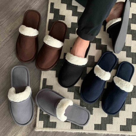 Мужские тапочки флис с закрытым носом