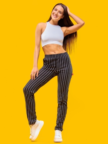 Брюки женские Полоска черно-белые