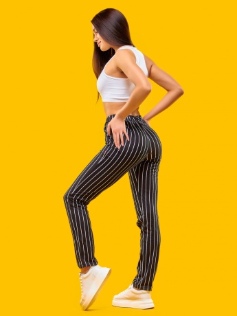 Брюки женские Полоска черно-белые