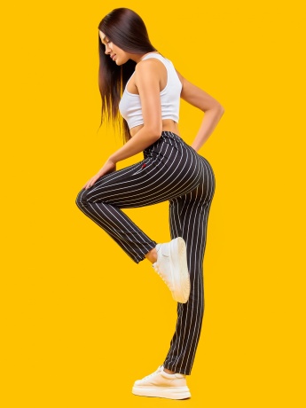 Брюки женские Полоска черно-белые