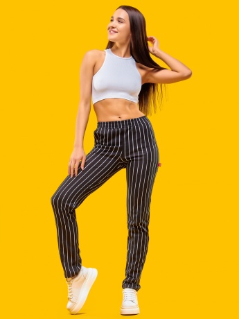 Брюки женские Полоска черно-белые