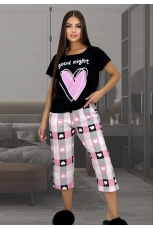 Женская пижама с бриджами, сердца