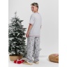Новогодняя пижама для мальчика family look Праздник-2 серый