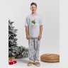 Новогодняя пижама для мальчика family look Праздник-2 серый