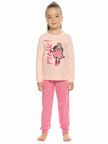 Комплект для девочек персиковый с барашком