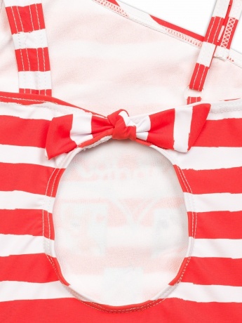 Купальник для девочек красный в белую полоску (рост 98-110)