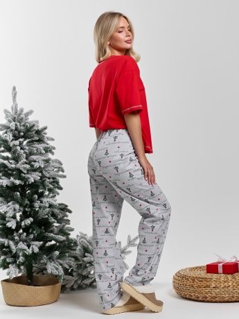 Новогодняя пижама family look Праздник-3 красный