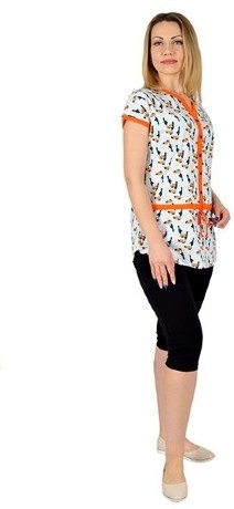 Комплект женский туника с пеликанами на кулиске и бриджи