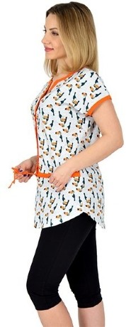 Комплект женский туника с пеликанами на кулиске и бриджи