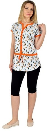 Комплект женский туника с пеликанами на кулиске и бриджи