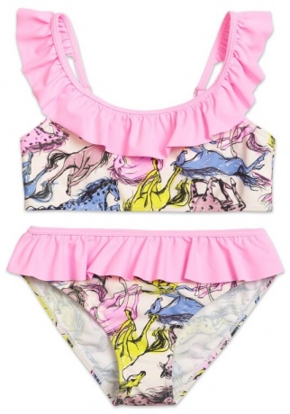 Купальный костюм для девочек с лошадками, розовый (рост 116-146)