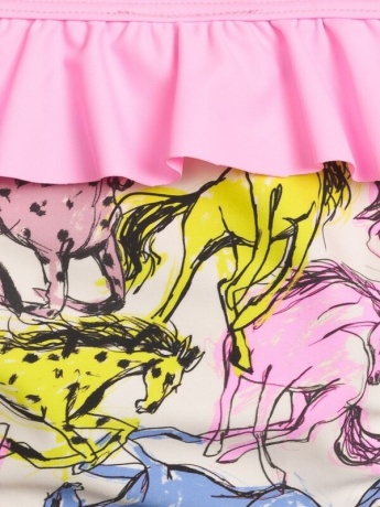 Купальный костюм для девочек с лошадками, розовый (рост 116-146)