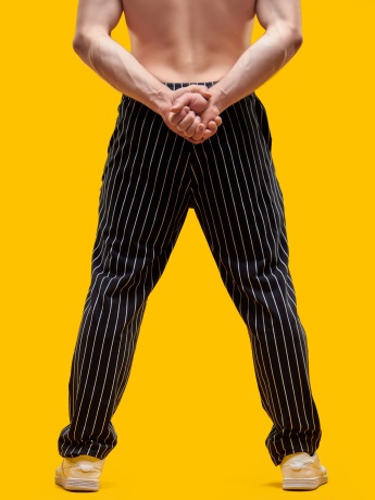 Брюки мужские Полоска черно-белые
