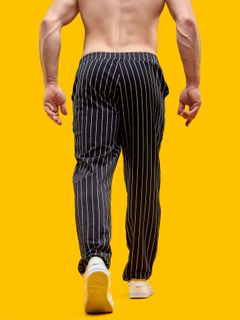 Брюки мужские Полоска черно-белые