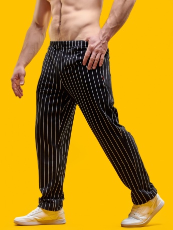 Брюки мужские Полоска черно-белые