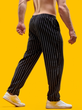 Брюки мужские Полоска черно-белые