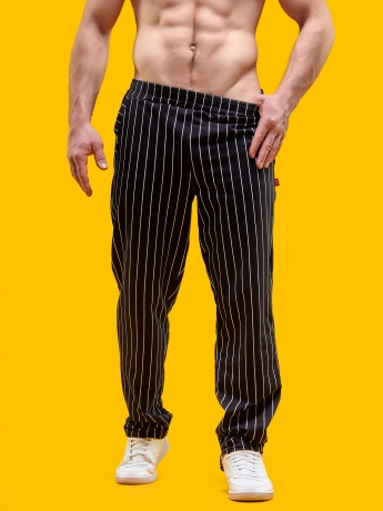 Брюки мужские Полоска черно-белые