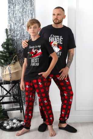Пижама для мальчика новогодняя Суперстар-1 черный