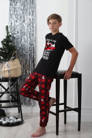 Пижама для мальчика новогодняя Суперстар-1 черный