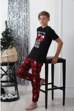 Пижама для мальчика новогодняя Суперстар-1 черный
