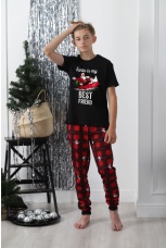 Пижама для мальчика новогодняя Суперстар-1 черный