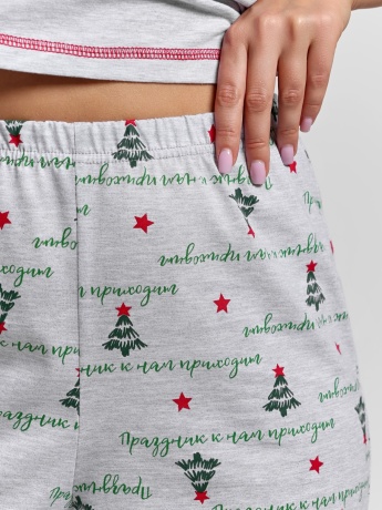 Пижама новогодняя family look Праздник-3 кармеланж