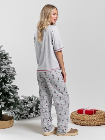 Пижама новогодняя family look Праздник-3 кармеланж