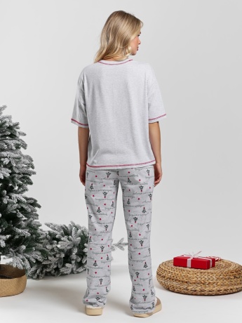 Пижама новогодняя family look Праздник-3 кармеланж