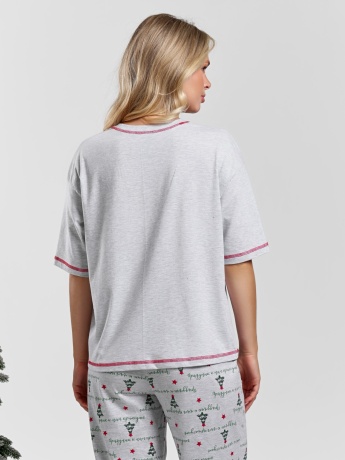 Пижама новогодняя family look Праздник-3 кармеланж