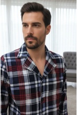 Мужская пижама фланель с начесом, красная клетка