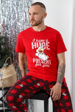 Пижама мужская новогодняя Суперстар-2 красный