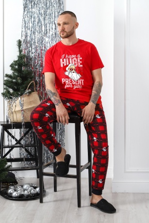 Пижама мужская новогодняя Суперстар-2 красный