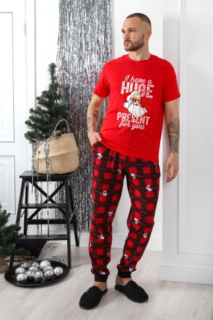 Пижама мужская новогодняя Суперстар-2 красный