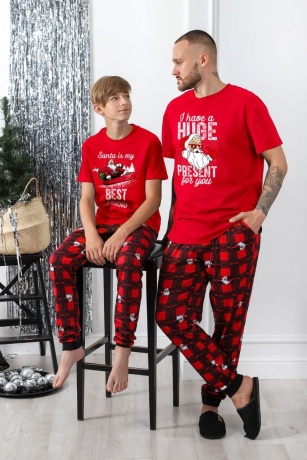 Пижама мужская новогодняя Суперстар-2 красный