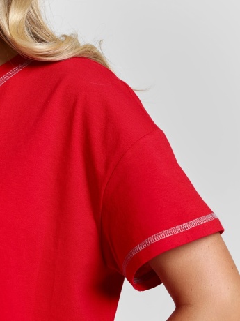 Новогодняя пижама женская family look Праздник-4 красный