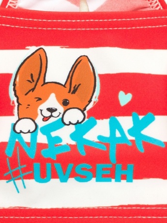 Купальный костюм для девочек красный в белую полоску (рост 116-146)