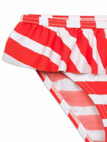 Купальный костюм для девочек красный в белую полоску (рост 116-146)